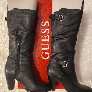 New! Guess Black leather boots.